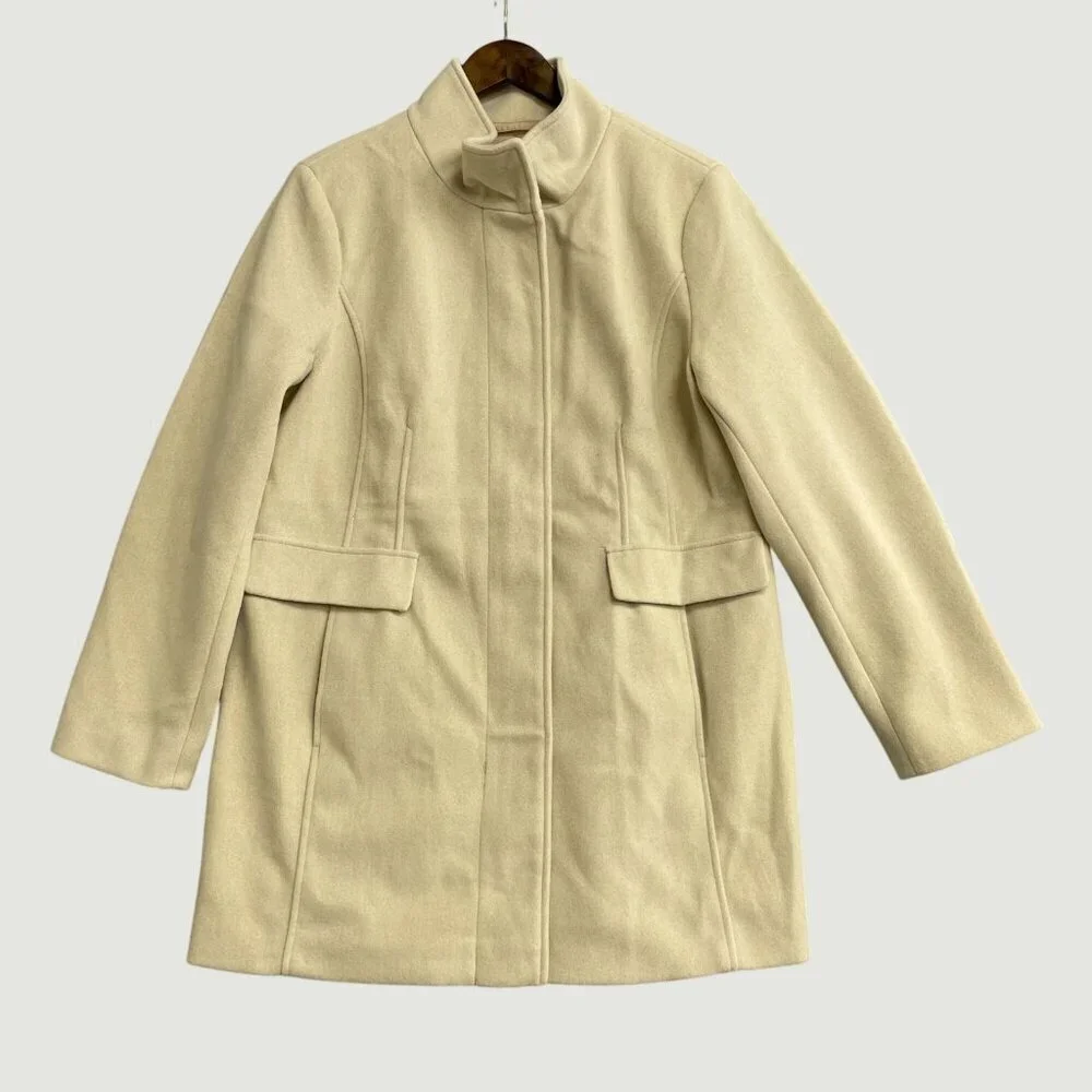 Vince Camuto Womens XL Beige Polyester Coat With Funnel Neck  JCK0184